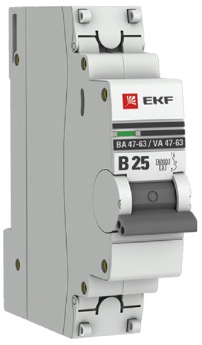 Выключатель автоматический EKF PROxima ВА47-63 1п 25А B 6кА фото Выключатель автоматический EKF PROxima ВА47-63 1п 25А B 6кА картинка